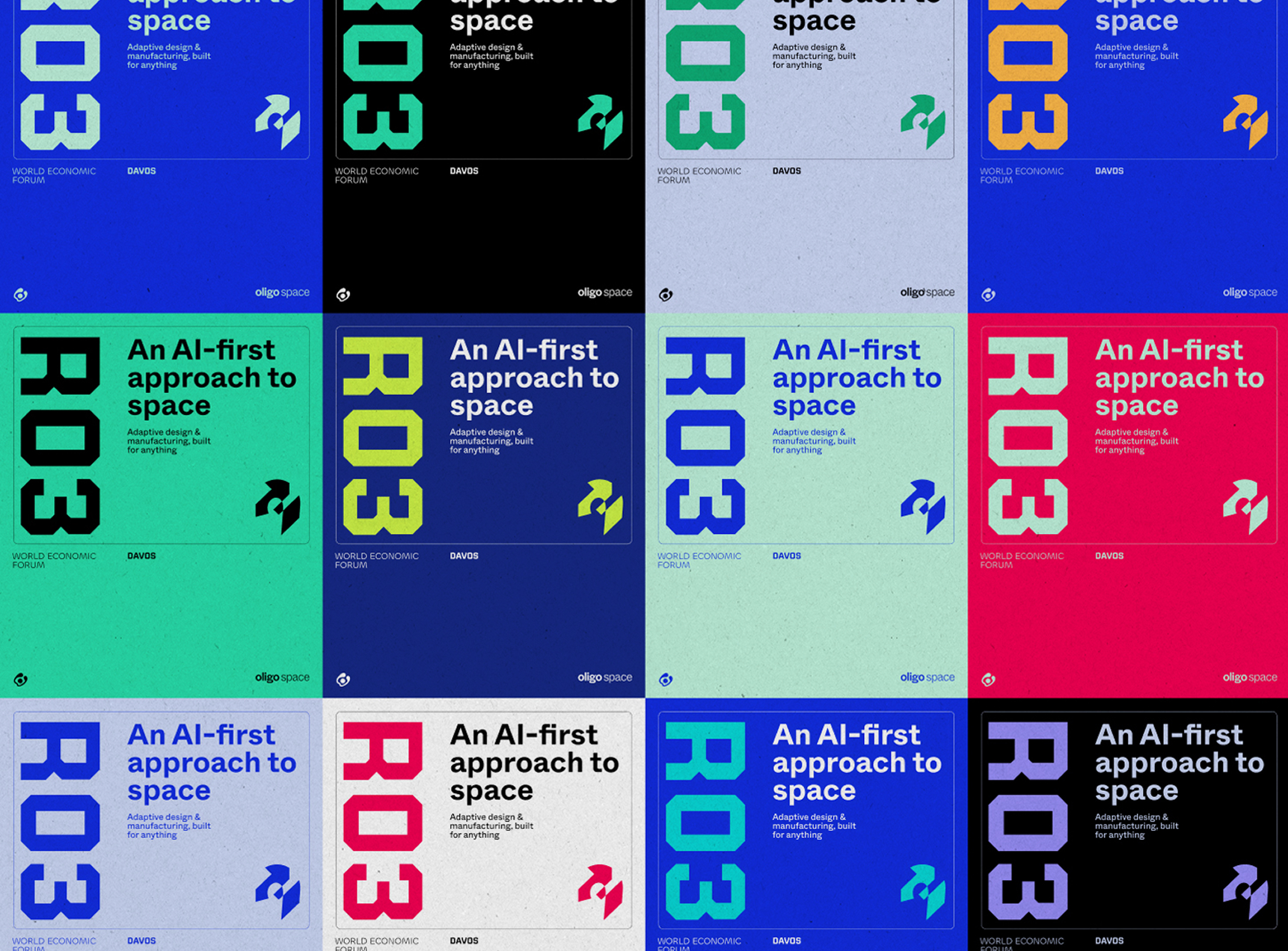 Grid of Davos poster colorways