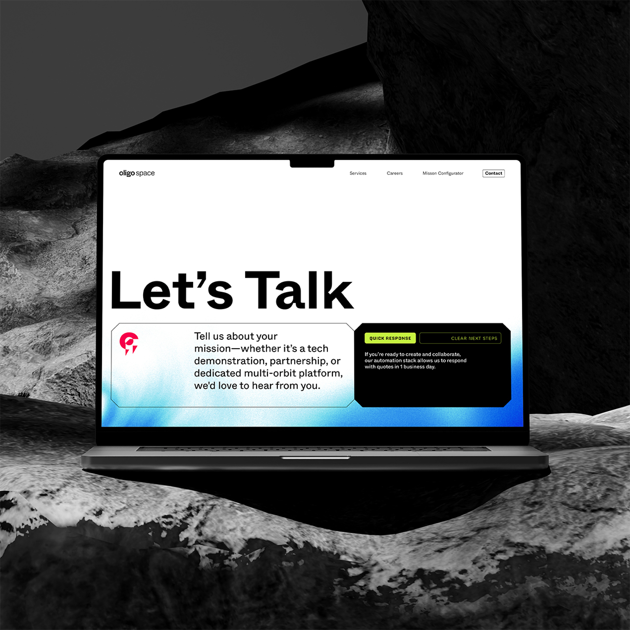 Website contact page on a laptop
